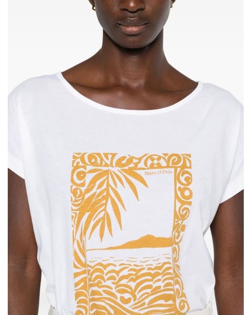 Marc O' Polo White Landscape-Print T-Shirt