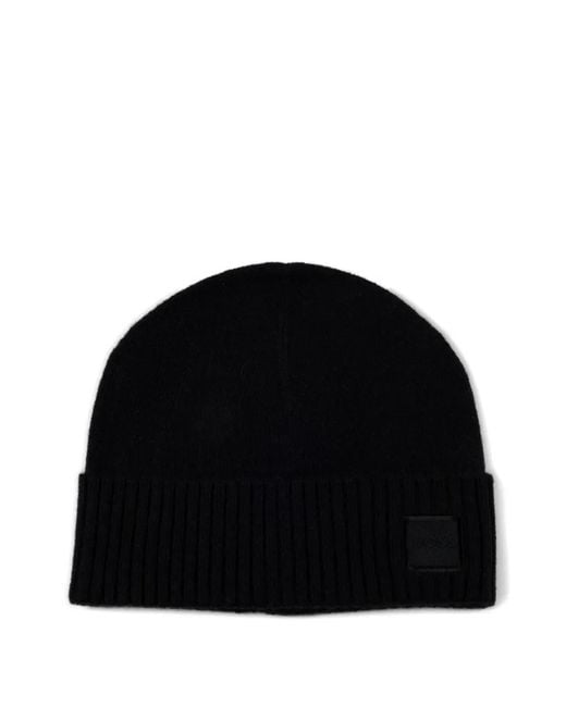 Boss Black Logo-Patch Beanie Hat
