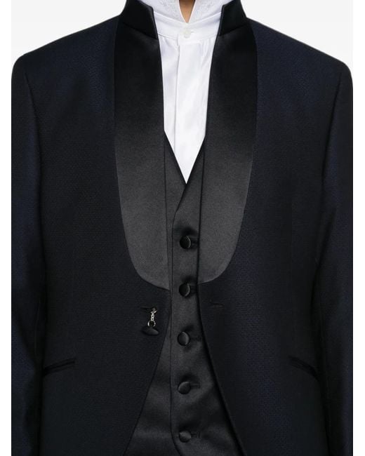 Manuel Ritz Blue Costume À Col Châle for men