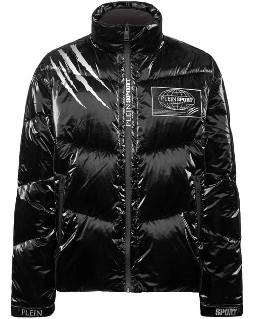 Philipp Plein Donsjack Met Gekreukt Effect in het Black voor heren