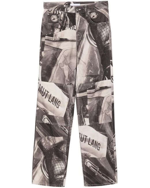 Helmut Lang Gray All-Over Photographic-Print Jeans