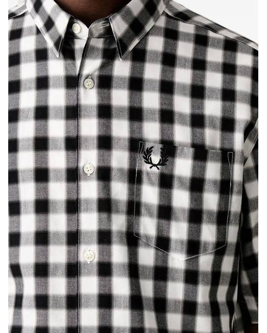 Fred Perry Black Gingham-Check Short-Sleeve Shirt for men