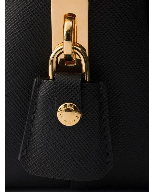 Prada Black Sac À Main En Cuir En Cuir Saffiano