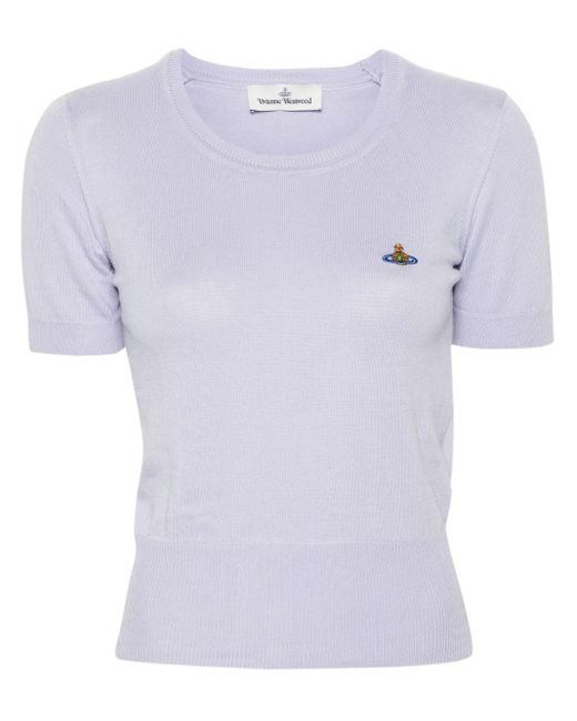 T-shirt en maille à broderies Orb Vivienne Westwood en coloris Purple