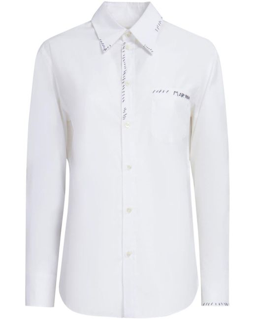 Camisa con logo bordado Marni de color White