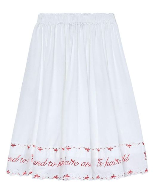 Simone Rocha White Slogan-print Cotton Midi Skirt