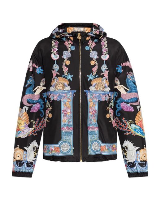 Giacca Coral Theatre Con Cappuccio di Versace in Black da Uomo
