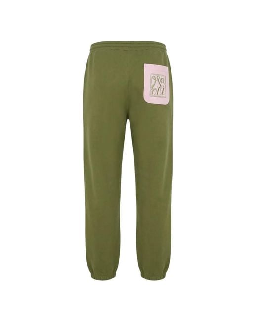 Marni Green Logo-Patch Track Pants