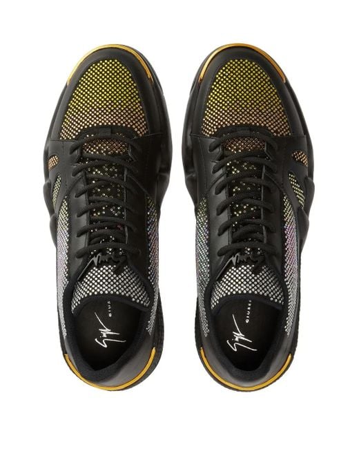 Giuseppe Zanotti Black Rhinestone Low-Top Sneakers for men