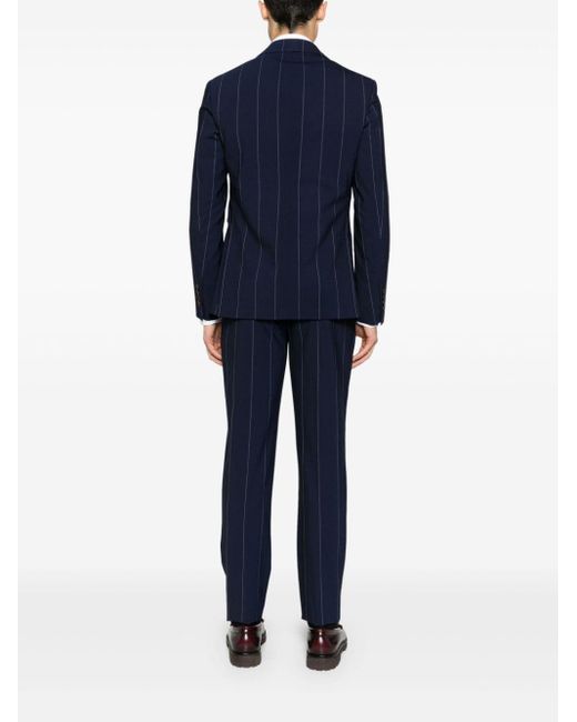 Eleventy Blue Double-breasted Pinstriped Suit for men
