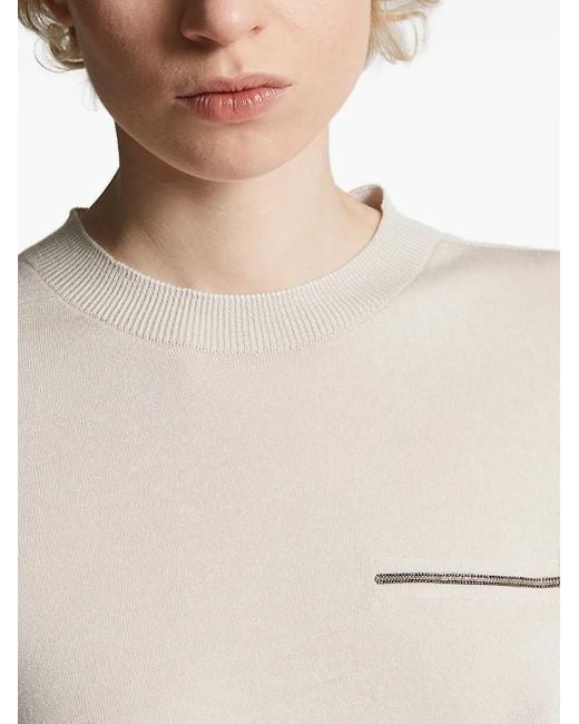 Peserico Blue Embellished Crew-Neck Sweater