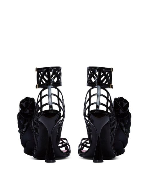 Balmain Black Patent Leather Eden Heeled Sandals 95