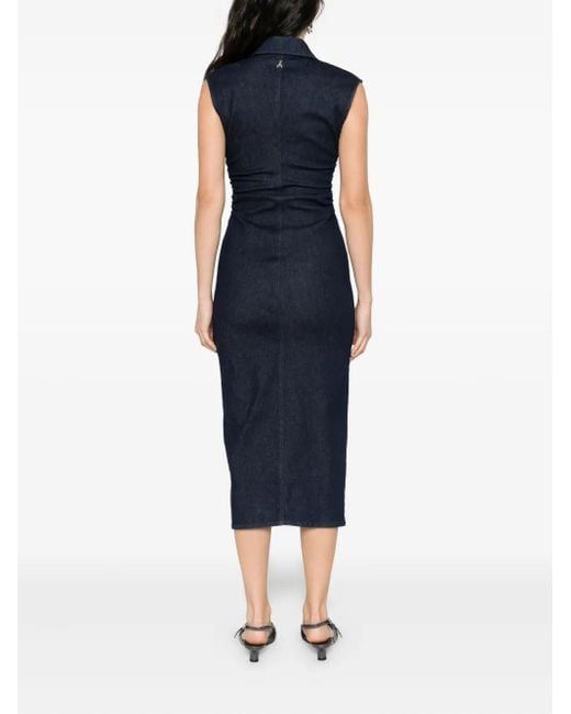 Patrizia Pepe Blue Sleeveless Button-Front Denim Dress