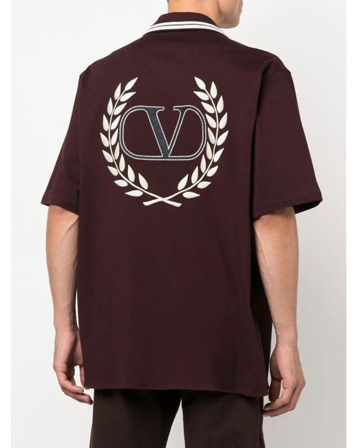 Valentino Garavani Purple Logo-Patch Short-Sleeve Shirt for men