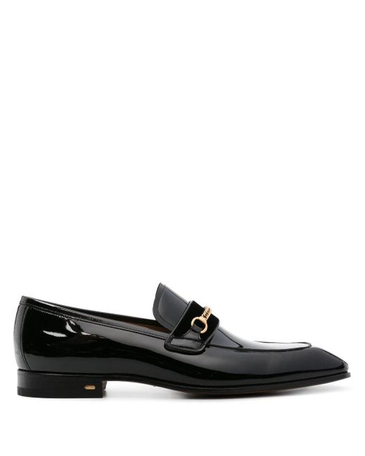 Tom Ford Black Bailey Chain-detail Leather Loafers - Men's - Calf Leather/brass for men