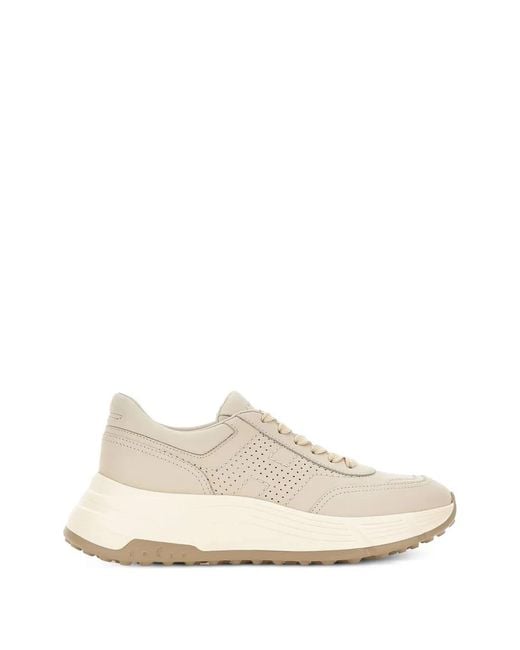 Hogan White H669 Perforated Platform Sneakers