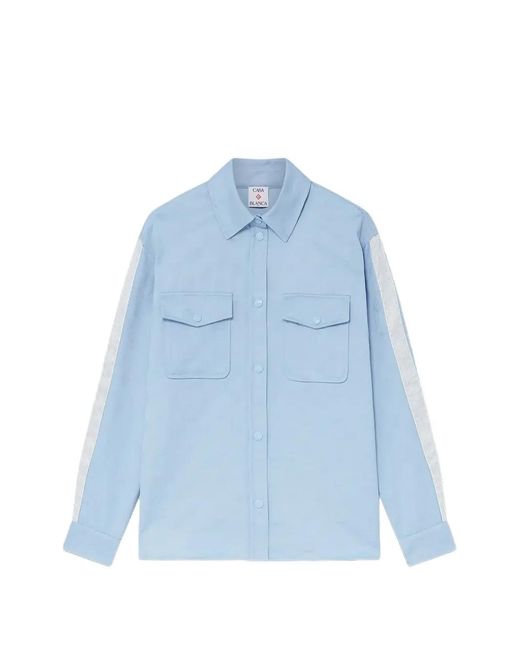Casablanca Blue Patch-Pocket Stripe Shirt