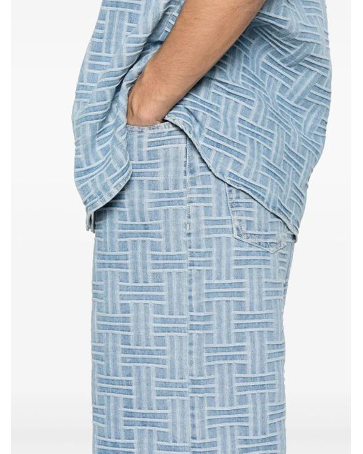 KENZO Blue Weave Denim Shorts for men