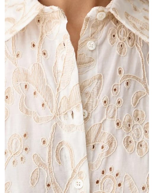 ViCOLO White Broderie-Anglaise Short-Sleeve Shirt