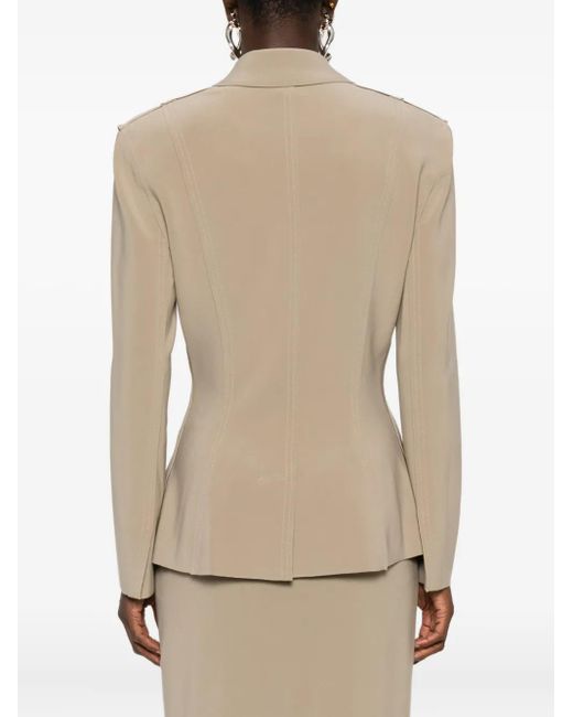 Norma Kamali Natural Single-Breasted Notched-Lapel Jacket
