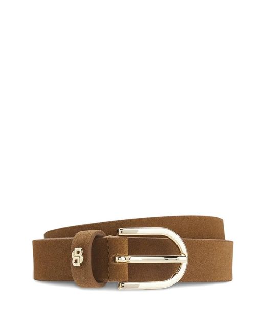 Boss Brown Ceinture Scarlet En Daim À Monogramme Double-B Doré