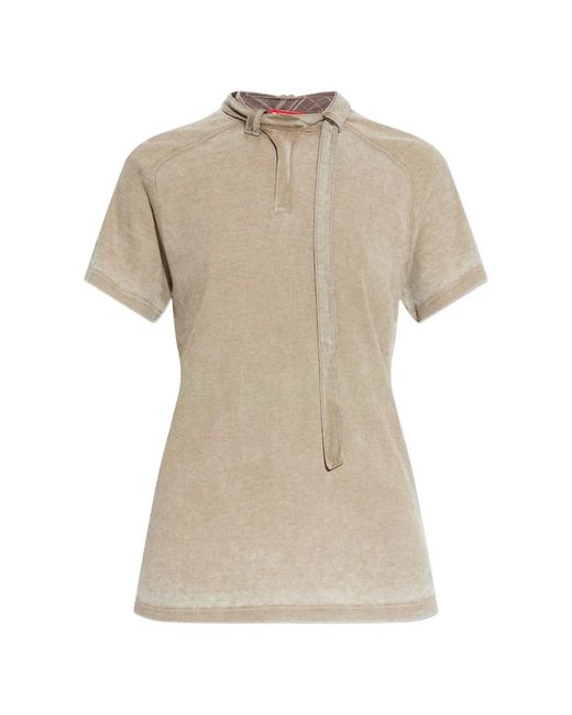 DIESEL Natural Rib-Jersey Top With Biker Neck Strap for men