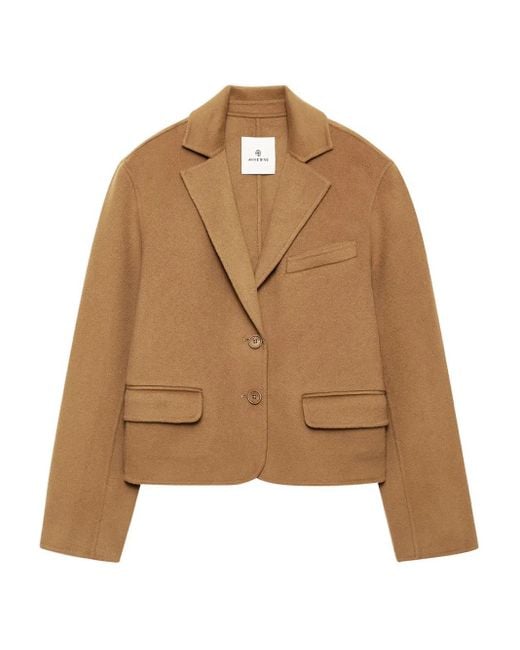 Anine Bing Brown Etienne Cropped Blazer