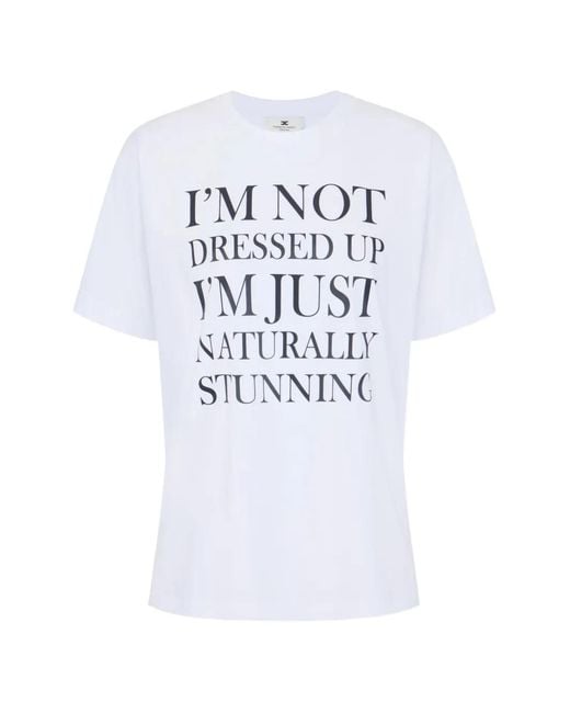Elisabetta Franchi White Lightweight Jersey T-Shirt With Print