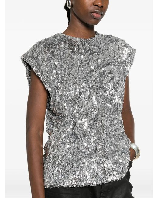 Coperni Gray Sequined Top
