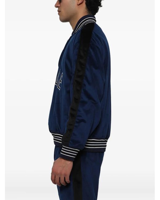 Rhude Blue Quarter-Zip Varsity Jacket for men
