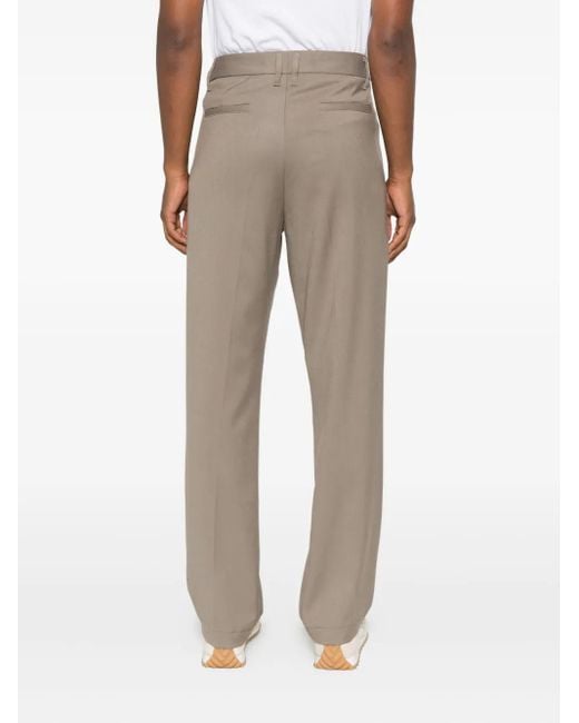 Imperial Gray Pleated Cotton Trousers for men