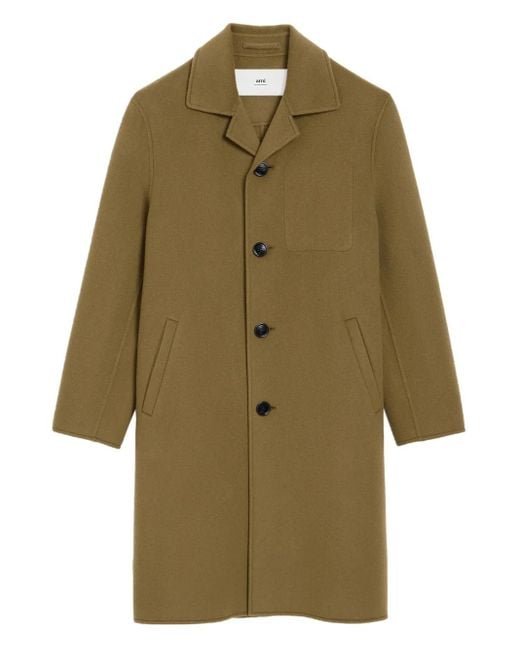 AMI Green Wool Belted Coat for men