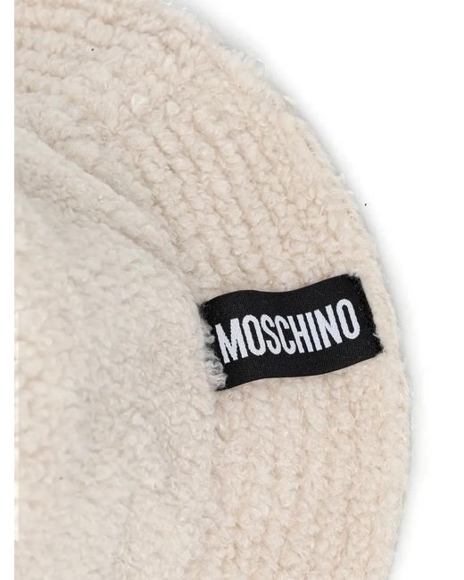Moschino White Texture Logo-Patch Hat