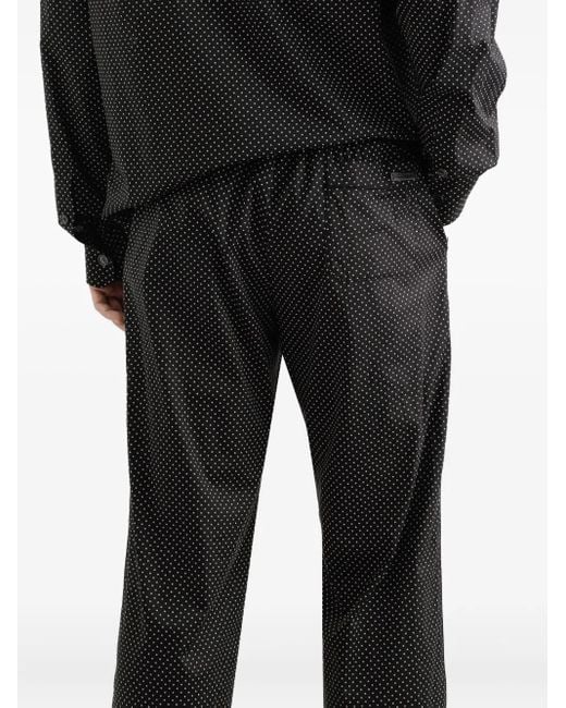 Dolce & Gabbana Black Micro-Dot Drawstring Trousers for men