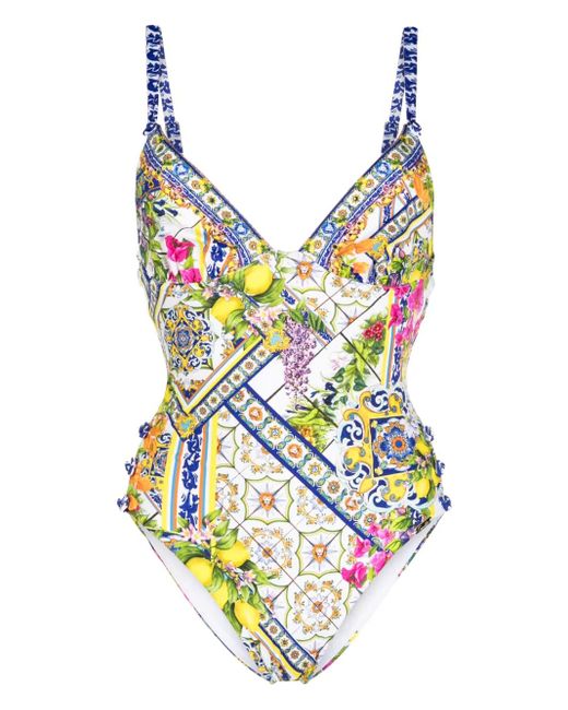 Camilla White Amalfi Amore Cut-out Swimsuit