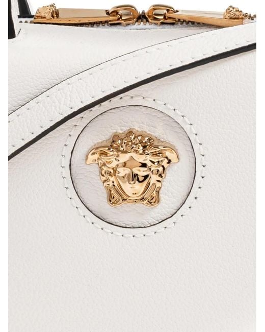 Versace White Boston Medusa-Appliqué Tote Bag