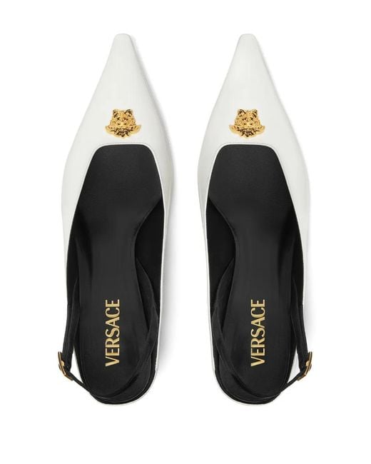 Versace White 55Mm Medusa Leather Pumps