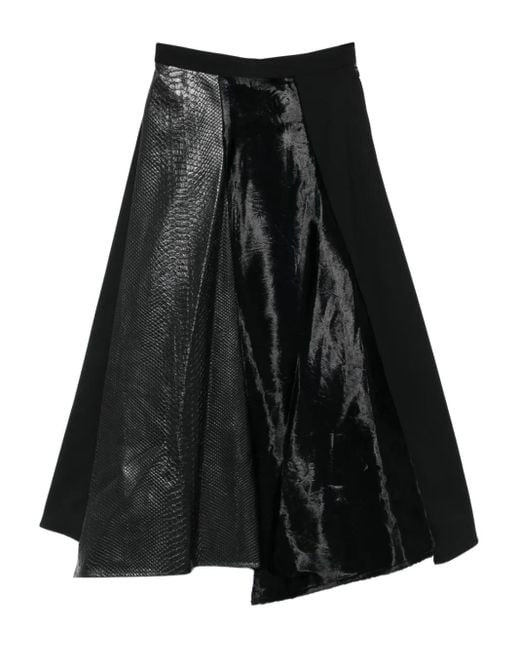 Gonna Con Effetto Pelle Di Serpente di Junya Watanabe in Black