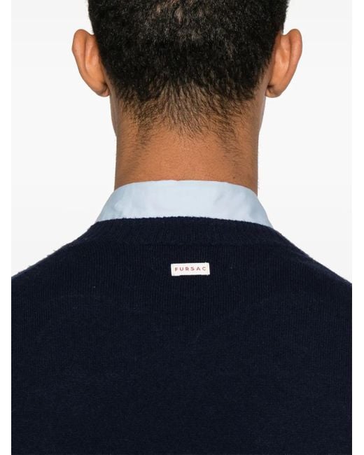 Fursac Blue Crew-Neck Sweater for men