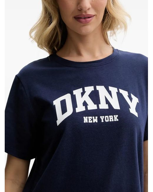 DKNY Pyjama Met Bladerprint En Trekkoord in het Blue