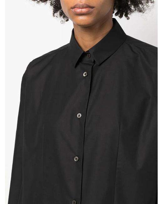 The Row Black Long-Sleeve Cotton Shirt