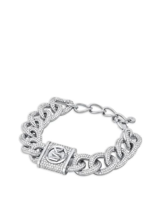 Michael Kors White Crystal-Embellished Curb-Link Bracelet