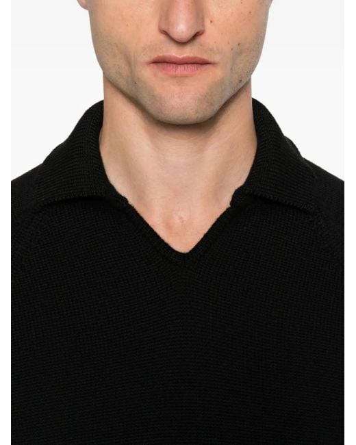 Zanone Black Polo-Neck Wool Sweater for men