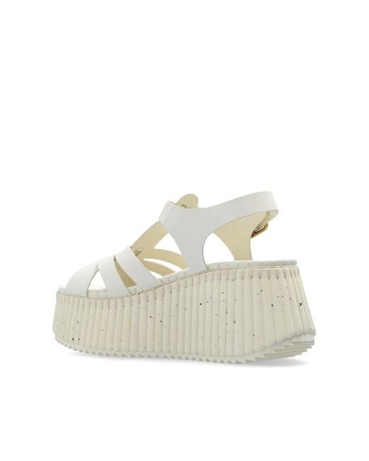 Chloé Natural Leather Platform Sandals
