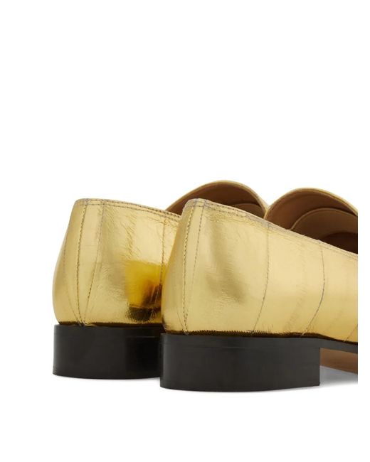 Ferragamo Metallic Laminated Loafers With Hug Buckle Detail