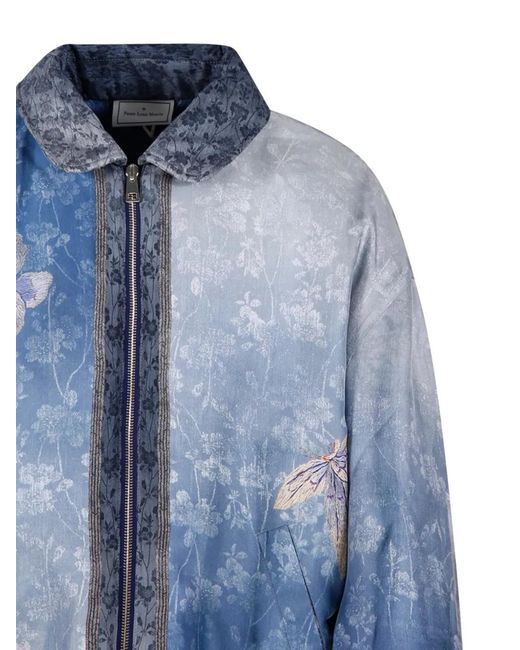 Pierre Louis Mascia Blue Veste Bomber À Fleurs