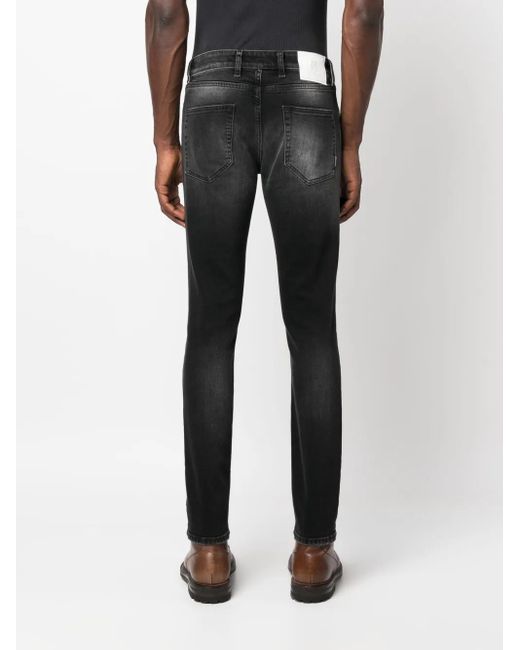 PT Torino Black Logo-Patch Skinny Jeans for men