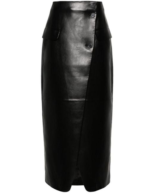 Frankie Shop Black Nan Wrap Faux-leather Skirt - Women's - Polyurethane/polyester