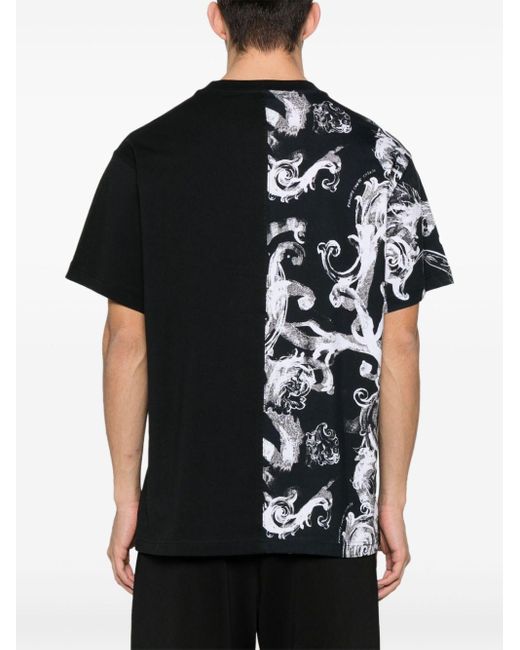Versace Black Barocco-Print Cotton T-Shirt for men