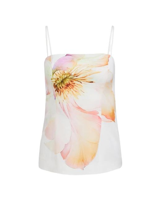 Toccin White Claudelle Floral-Print Sculpted Top